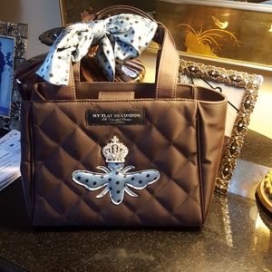 My Flat in London brown quilted bee handbag